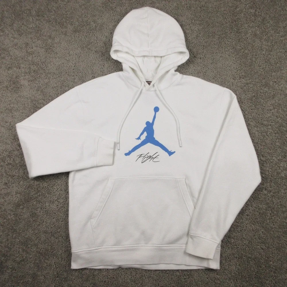 Air Jordan Sweater Mens Medium White Flight Jumpman Pullover Hoodie Sweatshirt